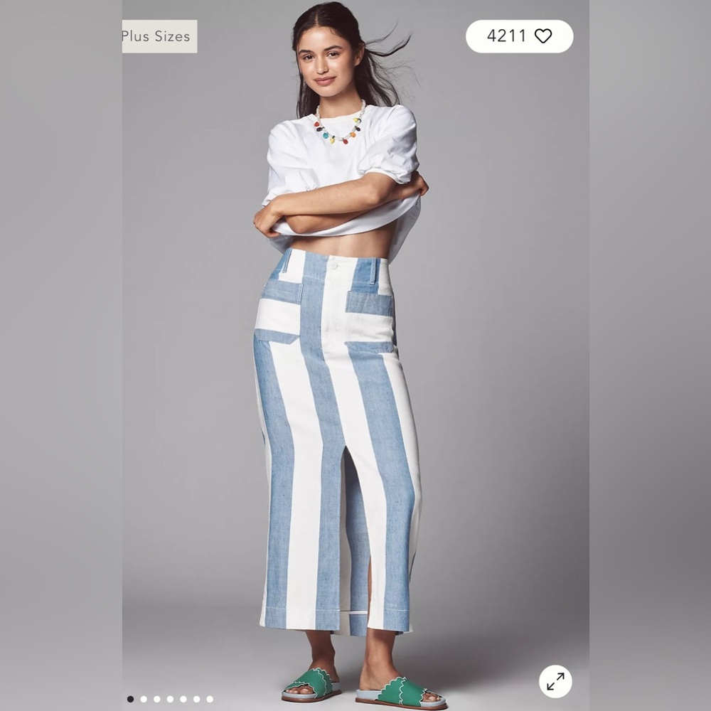 NWT Anthropologie The Colette Maxi Skirt by Maeve Preppy Stripe Large